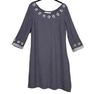 Boden Crop Sleeve Sequin Embellished Dress Gray Size 6